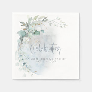 Wedding Dusty Blue Over the Moon in Love Napkin