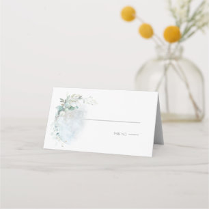 Wedding Dusty Blue Over the Moon in Love Place Card