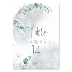 Wedding Dusty Blue Over the Moon in Love Table Number