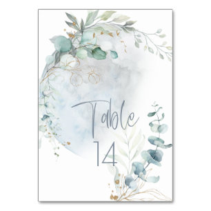 Wedding Dusty Blue Over the Moon in Love Table Number