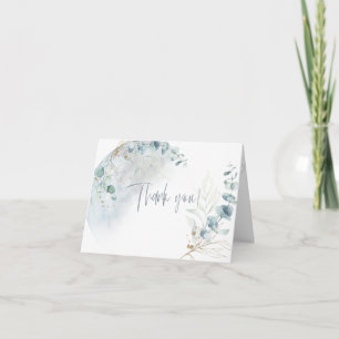 Wedding Dusty Blue Over the Moon in Love Thank You Card