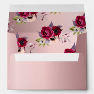 Wedding dusty rose burgundy florals glam envelope