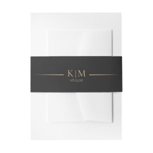 Wedding Ebony Gold Elegance Accent ID989 Invitation Belly Band