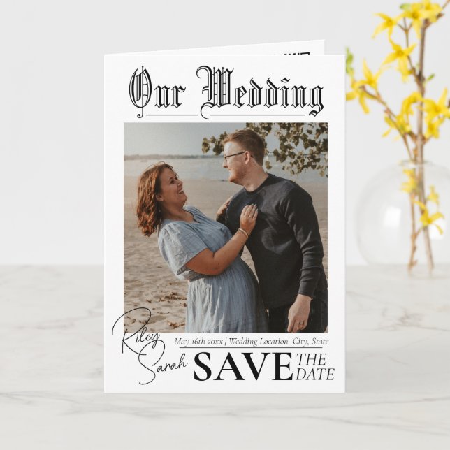 WEDDING EDITION Newspaper | folded card (Yellow Flower)