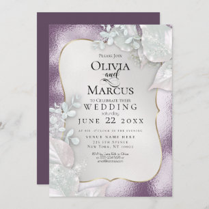 WEDDING   Eggplant Pearl Shimmer Invitation