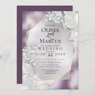 WEDDING   Eggplant Pearl Shimmer Invitation