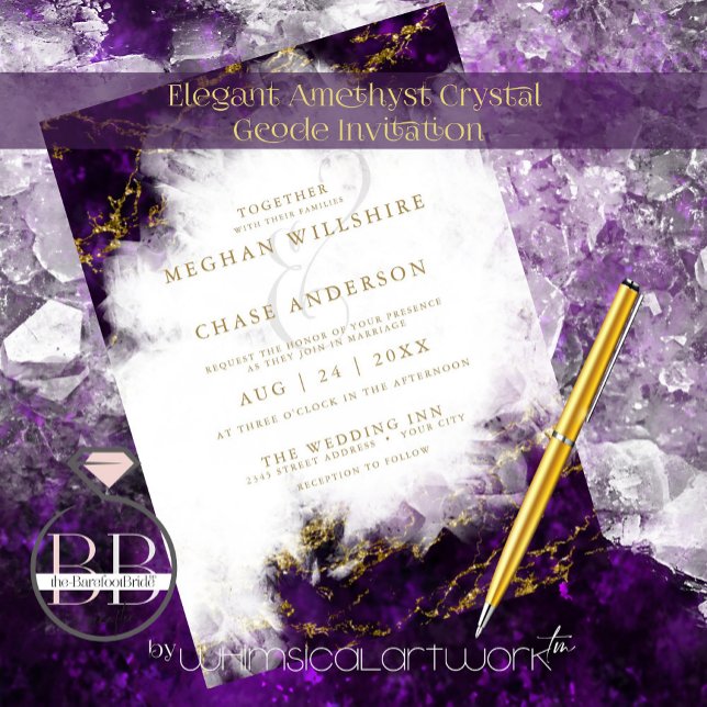 Wedding |  Elegant Amethyst Crystal Geode Invitation (Creator Uploaded)
