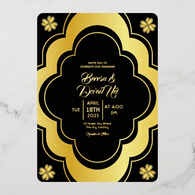 Wedding Elegant And Classic Gold Foil Design Card (Front)