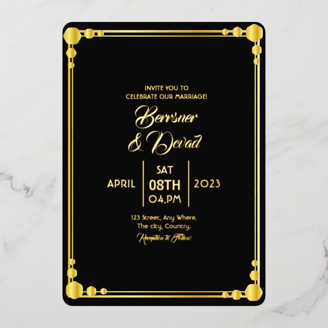 Wedding Elegant And Classic Gold Foil Foil Vector (Front)