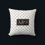 Wedding/Elegant Black&White Monogrammed Polka Dot Cushion<br><div class="desc">Lovely romantic design in white colour with black details,  featuring polka dot print and sample initials of the loving couple in elegant font.</div>