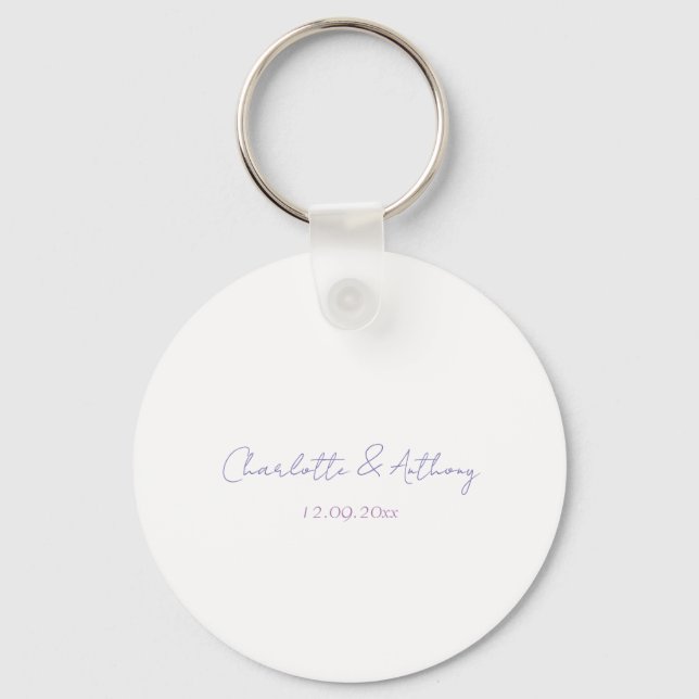 Wedding Elegant Calligraphy Creative Names & Date Key Ring (Front)