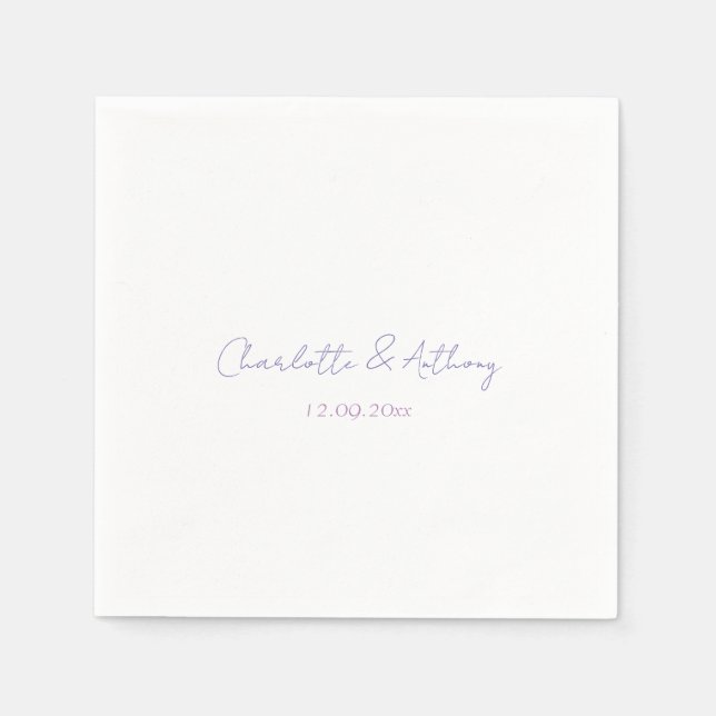 Wedding Elegant Calligraphy Creative Names & Date Napkin (Front)
