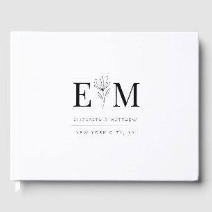 Wedding Elegant Chic Modern Monogram Foliage Guest Book