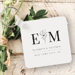 Wedding Elegant Chic Modern Monogram Foliage Key Ring<br><div class="desc">Composed of simple straight lined frames with classic cursive script and serif typography. These elements are simple,  timeless,  and classic.. 

This is designed by White Paper Birch Co. exclusive for Zazzle.

Available here:
http://www.zazzle.com/store/whitepaperbirch</div>