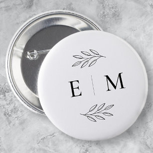 Wedding Elegant Chic Modern Simple Chic Monogram 6 Cm Round Badge