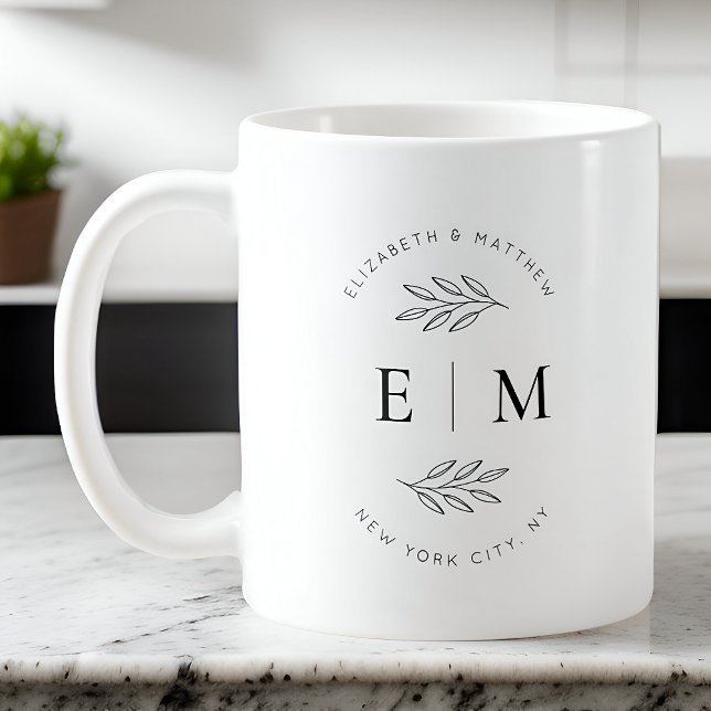 Wedding Elegant Chic Modern Simple Chic Monogram Coffee Mug (Creator Uploaded)
