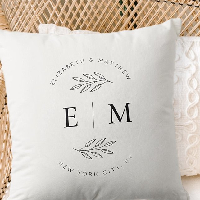 Wedding Elegant Chic Modern Simple Chic Monogram Cushion (Creator Uploaded)