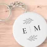 Wedding Elegant Chic Modern Simple Chic Monogram Key Ring<br><div class="desc">Composed of simple straight lined frames with classic cursive script and serif typography. These elements are simple,  timeless,  and classic.. 

This is designed by White Paper Birch Co. exclusive for Zazzle.

Available here:
http://www.zazzle.com/store/whitepaperbirch</div>