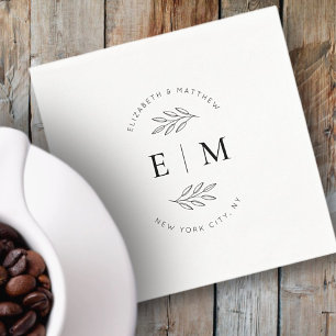 Wedding Elegant Chic Modern Simple Chic Monogram Napkin
