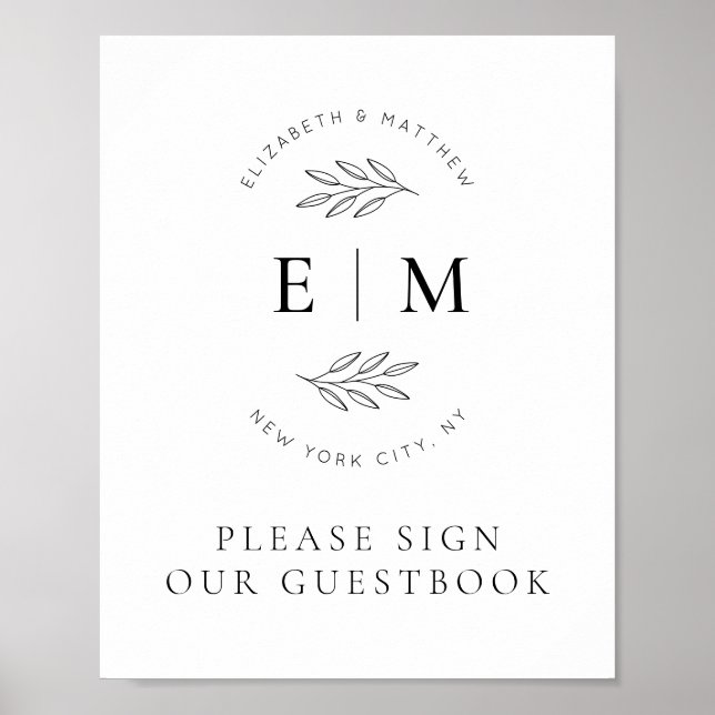 Wedding Elegant Chic Modern Simple Chic Monogram Poster (Front)