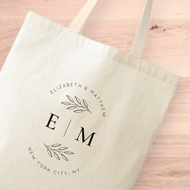 Wedding Elegant Chic Modern Simple Chic Monogram Tote Bag (Creator Uploaded)