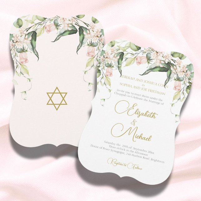 Wedding Elegant Chuppah Roses Greenery Jewish Invitation (Creator Uploaded)