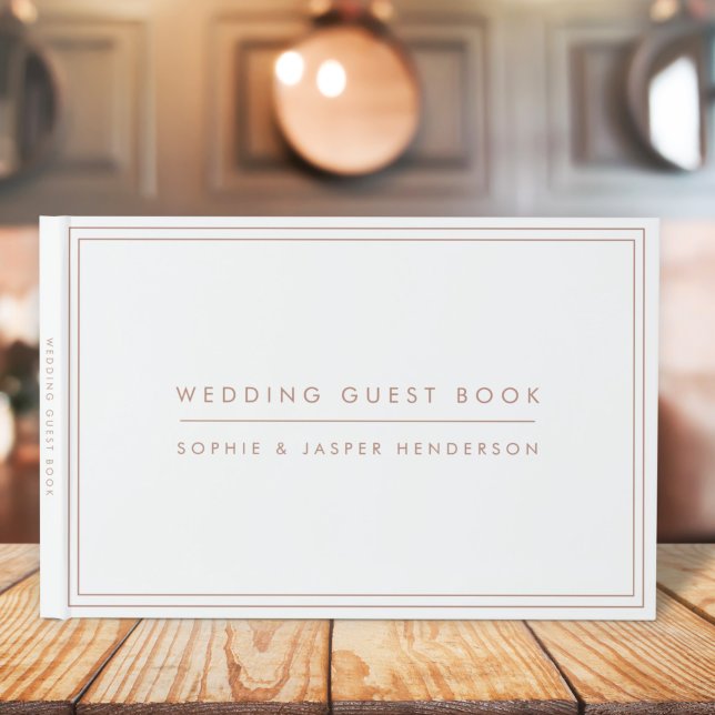 Wedding  Elegant Faux Rose Gold and White Minimal Guest Book (Creator Uploaded)