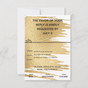 Wedding Elegant Gold and Black RSVP Card