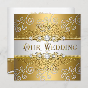 Wedding Elegant Gold Silver Lace Diamond Invitation