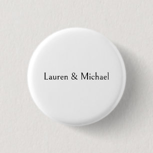Wedding Elegant Minimalist Calligraphy Black White 3 Cm Round Badge