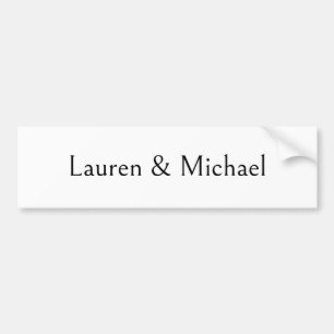 Wedding Elegant Minimalist Calligraphy Black White Bumper Sticker