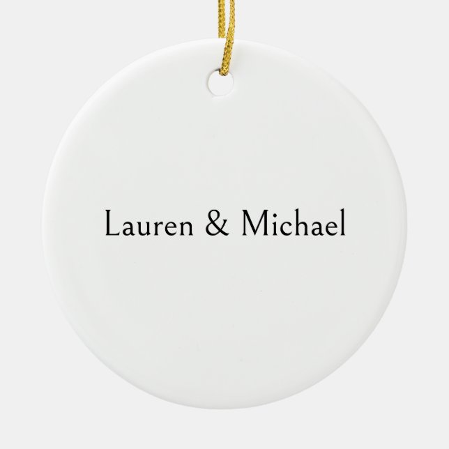 Wedding Elegant Minimalist Calligraphy Black White Ceramic Ornament (Front)