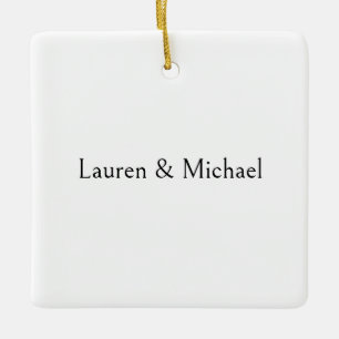 Wedding Elegant Minimalist Calligraphy Black White Ceramic Ornament