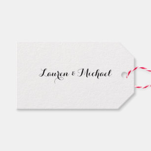 Wedding Elegant Minimalist Calligraphy Black White Gift Tags