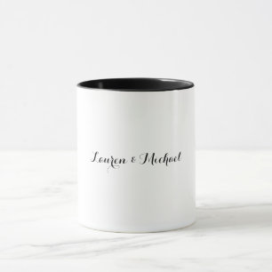Wedding Elegant Minimalist Calligraphy Black White Mug