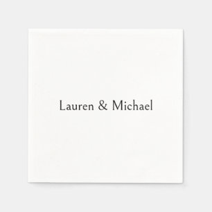 Wedding Elegant Minimalist Calligraphy Black White Napkin