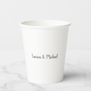 Wedding Elegant Minimalist Calligraphy Black White Paper Cups