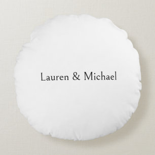 Wedding Elegant Minimalist Calligraphy Black White Round Cushion