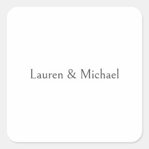 Wedding Elegant Minimalist Calligraphy Black White Square Sticker