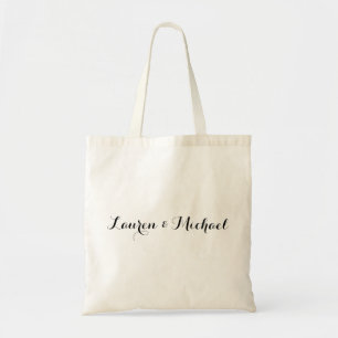 Wedding Elegant Minimalist Calligraphy Black White Tote Bag
