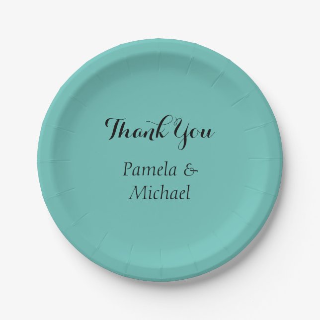 Wedding Elegant Minimalist Classic Blue Thank You Paper Plate (Front)