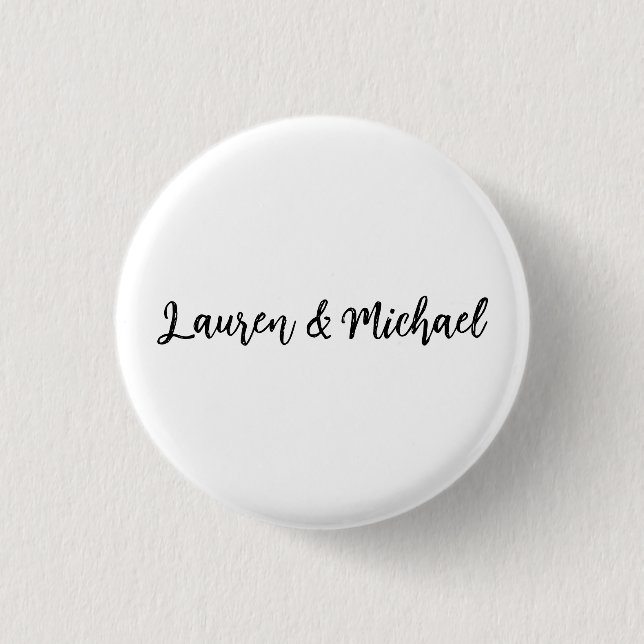 Wedding Elegant Minimalist Classical Black White 3 Cm Round Badge (Front)