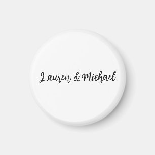 Wedding Elegant Minimalist Classical Black White Magnet