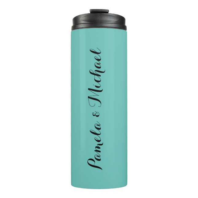 Wedding Elegant Minimalist Classical Blue Thermal Tumbler (Front)