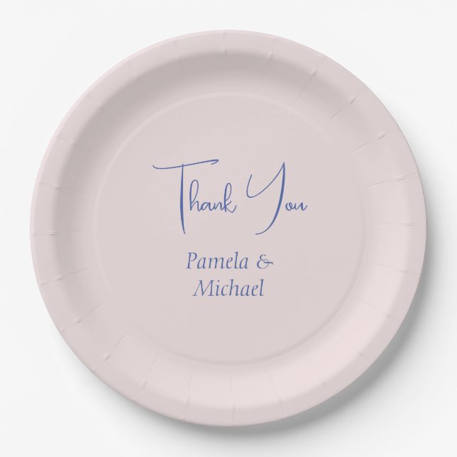 Wedding Elegant Minimalist Classical Thank You Paper Plate (Front)