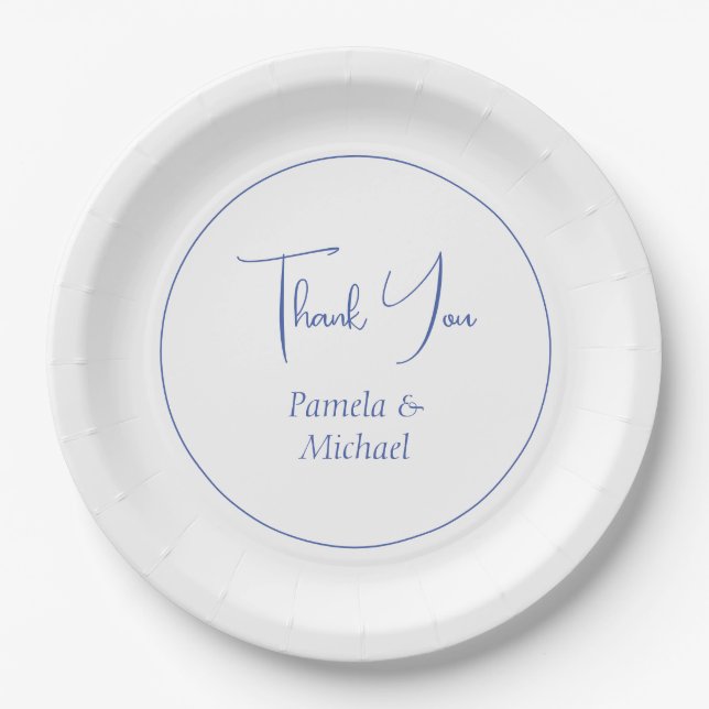 Wedding Elegant Minimalist Classical Thank You Paper Plate (Front)
