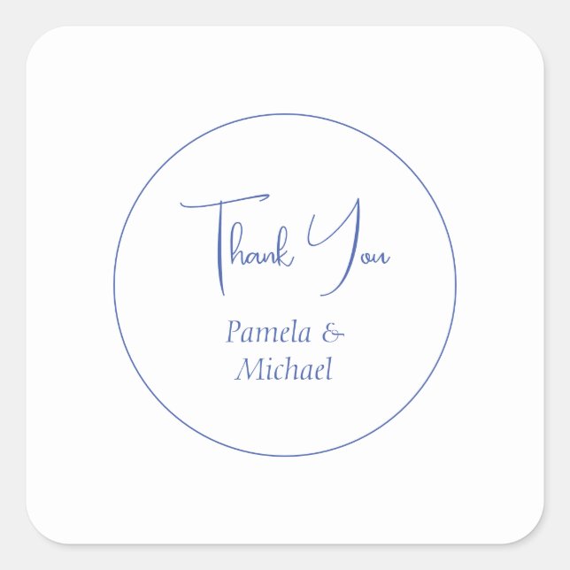 Wedding Elegant Minimalist Classical Thank You Square Sticker (Front)