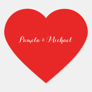 Wedding Elegant Minimalist Classical Warm Red Heart Sticker