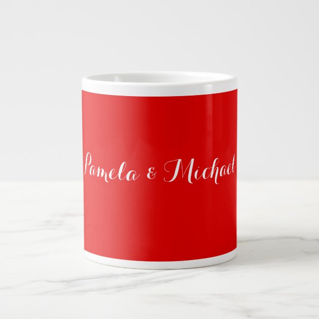 Wedding Elegant Minimalist Classical Warm Red Large Coffee Mug (Front)