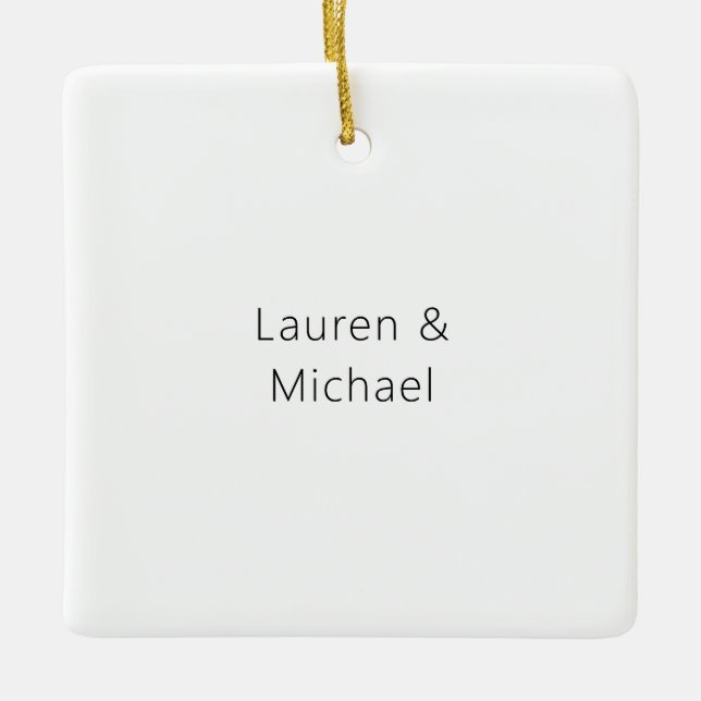 Wedding Elegant Minimalist Plain Black White Ceramic Ornament (Front)